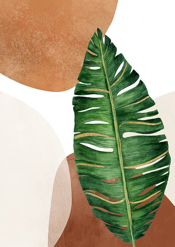 Boho Green Palm Leaves Canvas Print