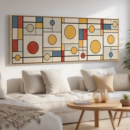 long horizontal mid century geometric unframed canvas