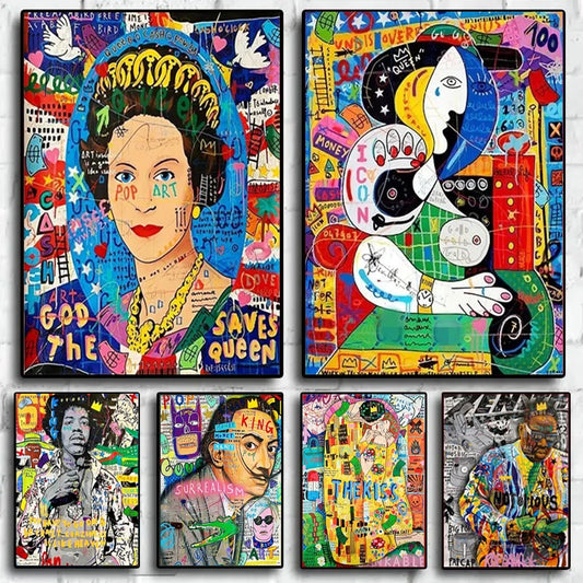 Banksy & Gustav Klimt Graffiti Canvas