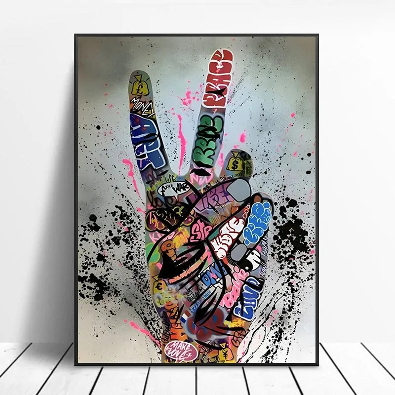 Street Graffiti Gestures Canvas Wall Art