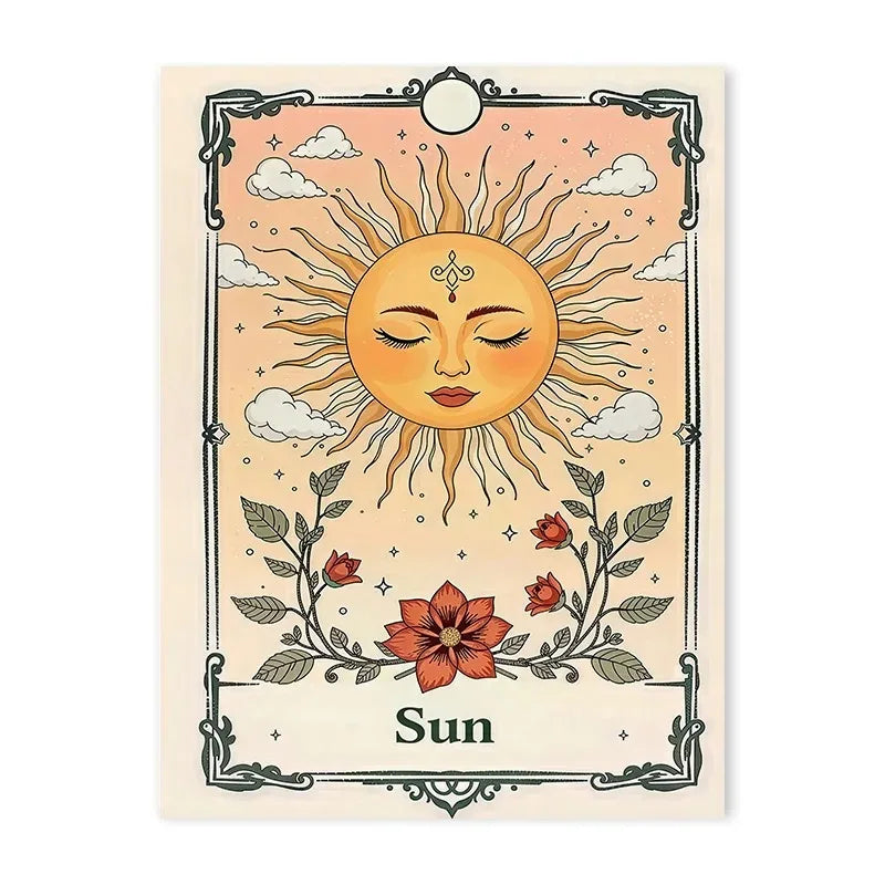 Tarot Sun & Moon Lotus Flower Canvas