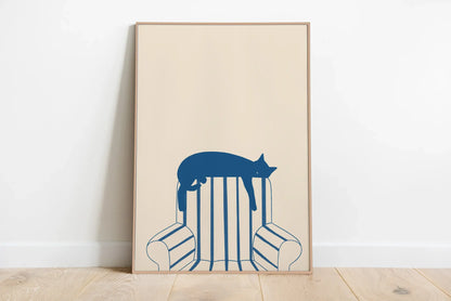 minimal abstract cartoon cat illustration canvas
