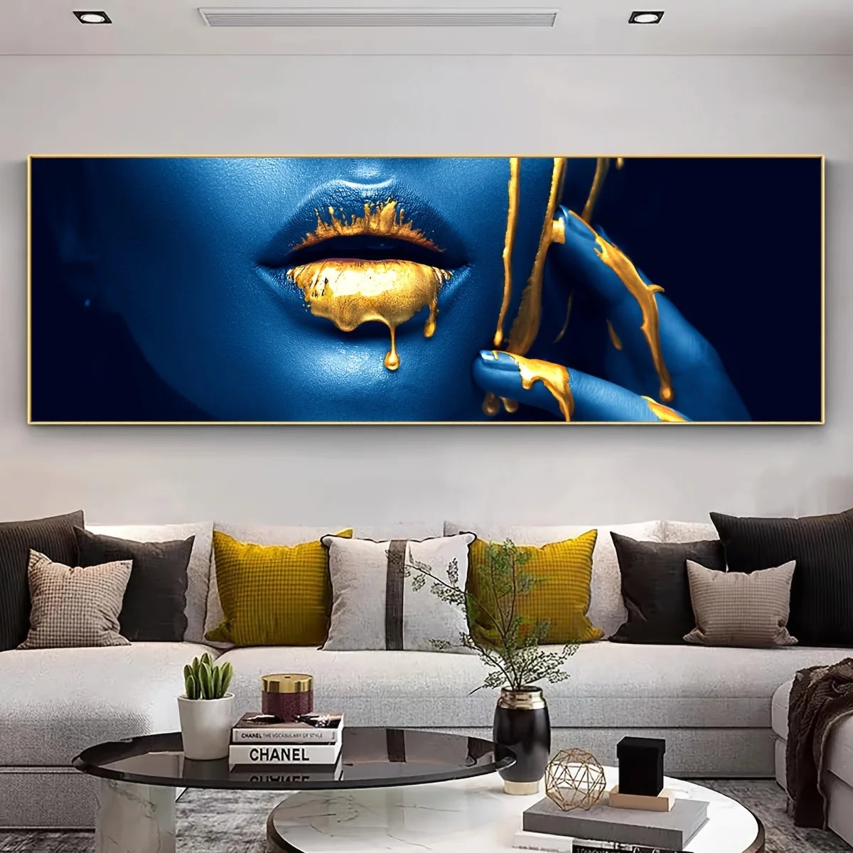 luxury pop art lips with fashion woman canvas wall art