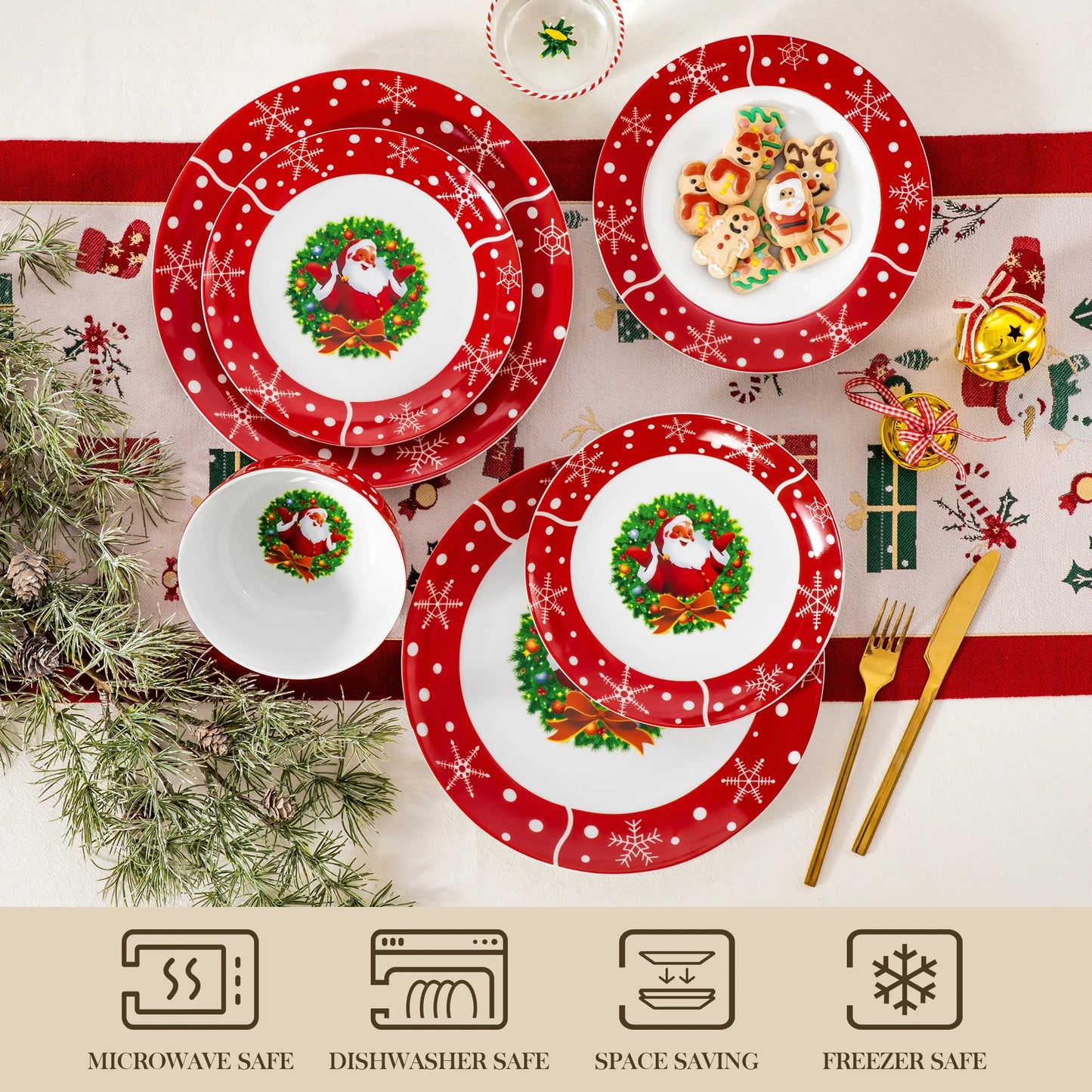 VEWEET Santa Claus Christmas Tableware Set