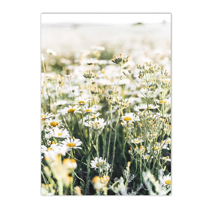 spring lake sunrise with reed grass and tree Nordic canvas wall art