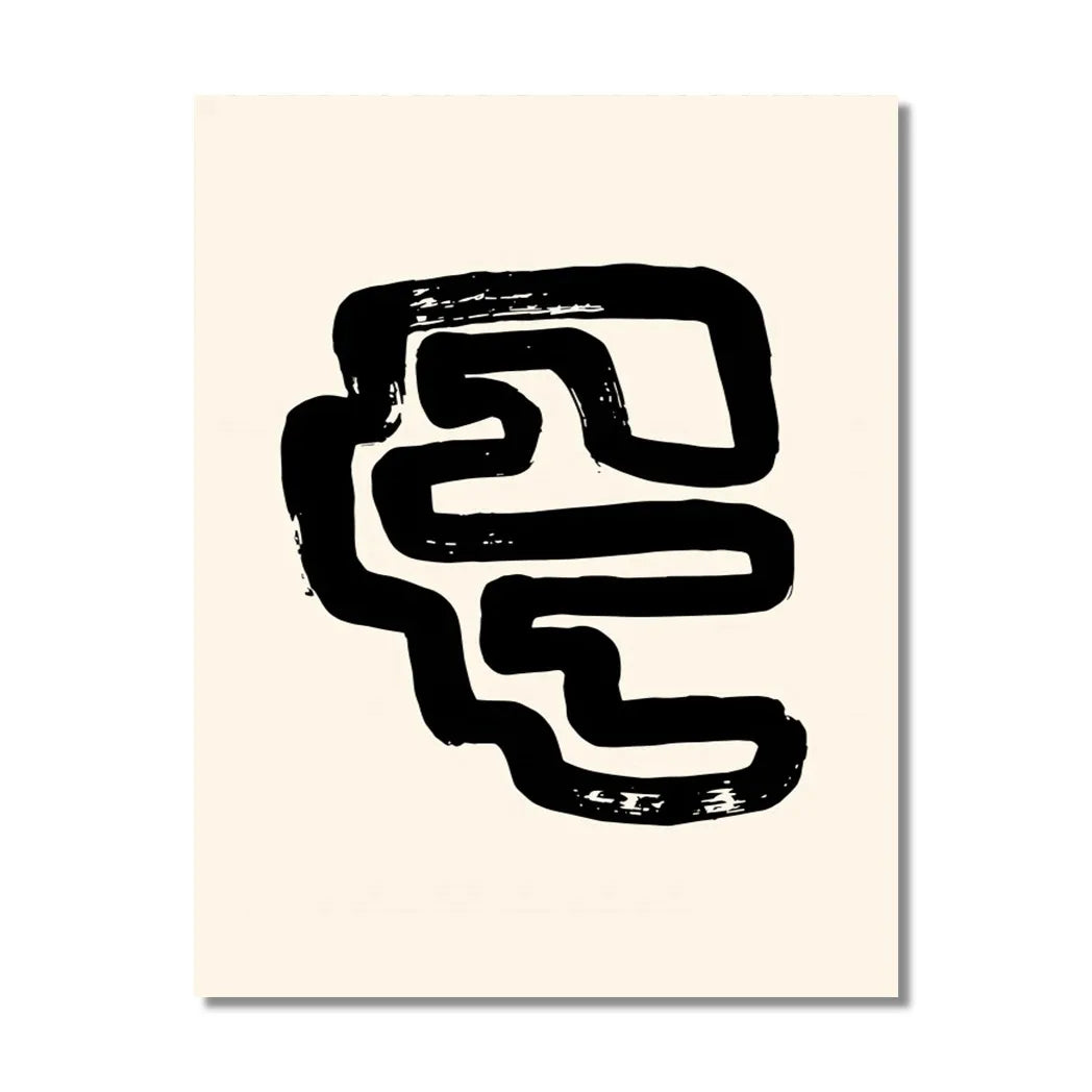 Bohemian Beige & Black Abstract Canvas Print