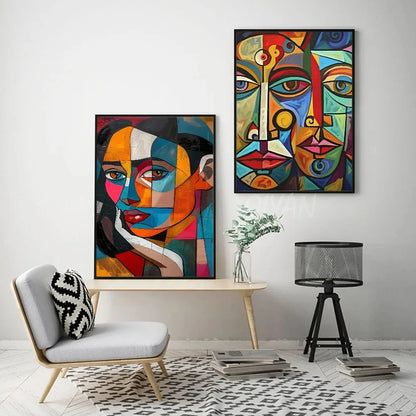 Cubist figures abstract Picasso-style canvas wall art