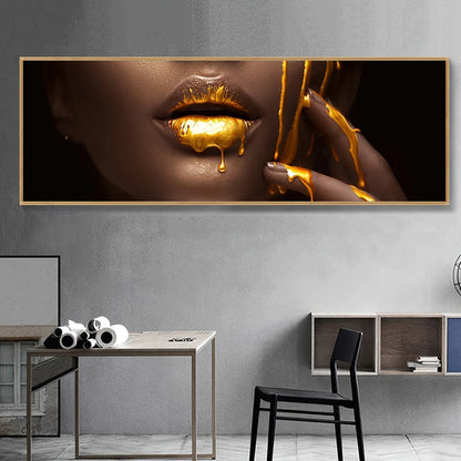 luxury pop art lips with fashion woman canvas wall art
