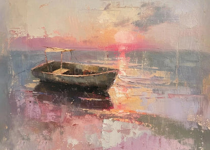 pink horse standing at coastal beach boho canvas print