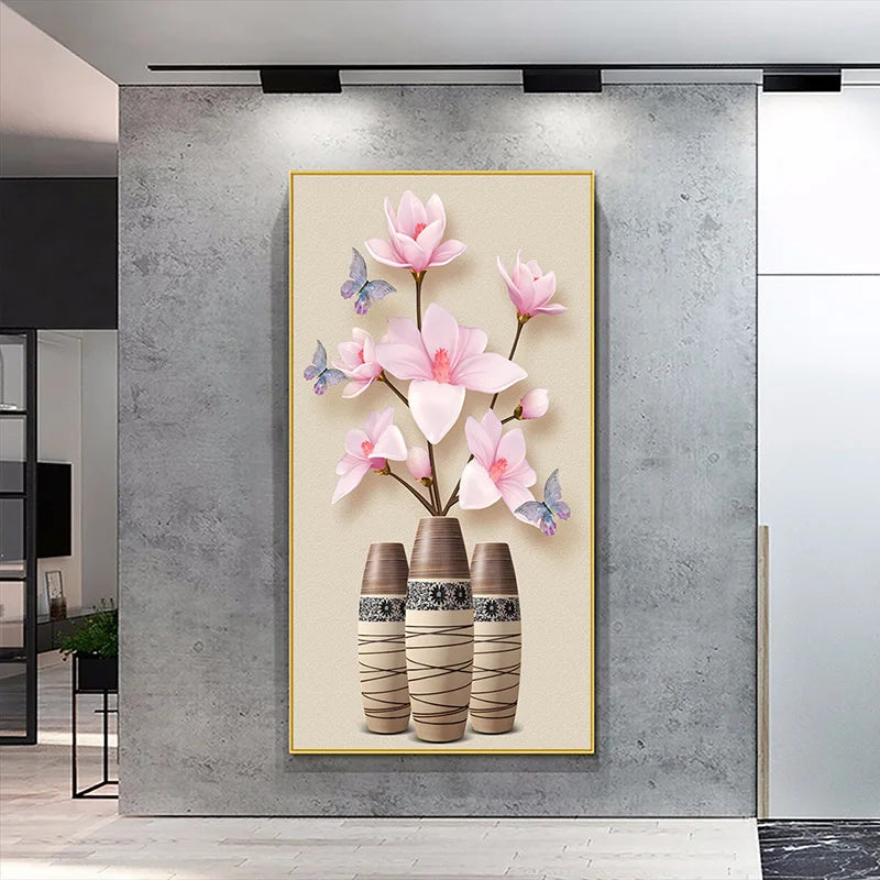 retro chinese style butterfly and flower vintage canvas print