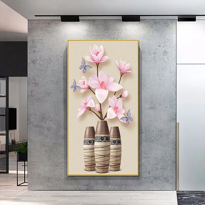 retro chinese style butterfly and flower vintage canvas print