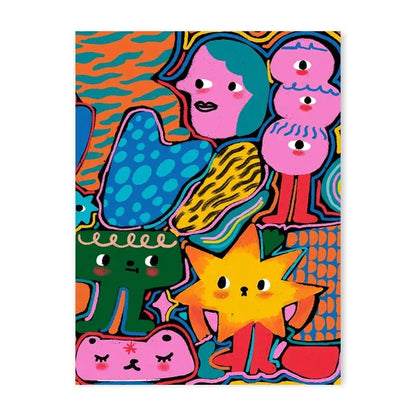 Abstract Colorful Graffiti Cherry Flower Canvas