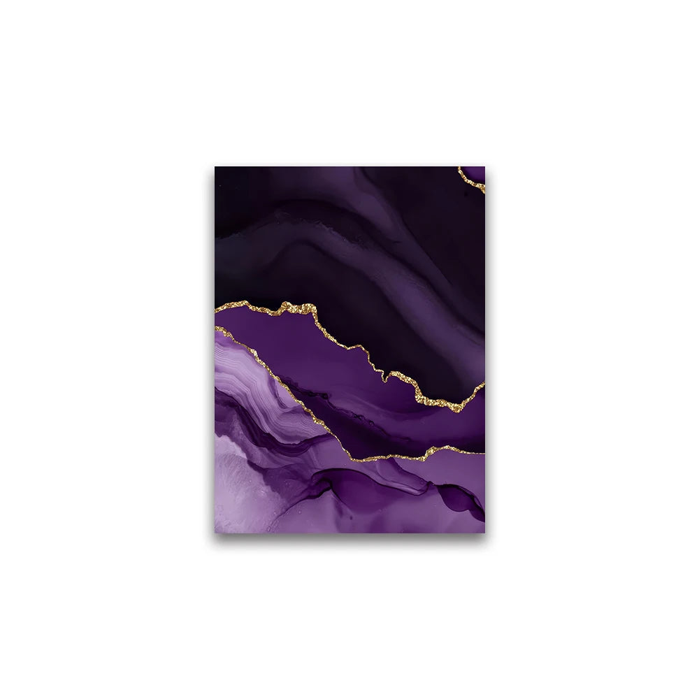 Black, Purple & Gold Abstract Canvas Print