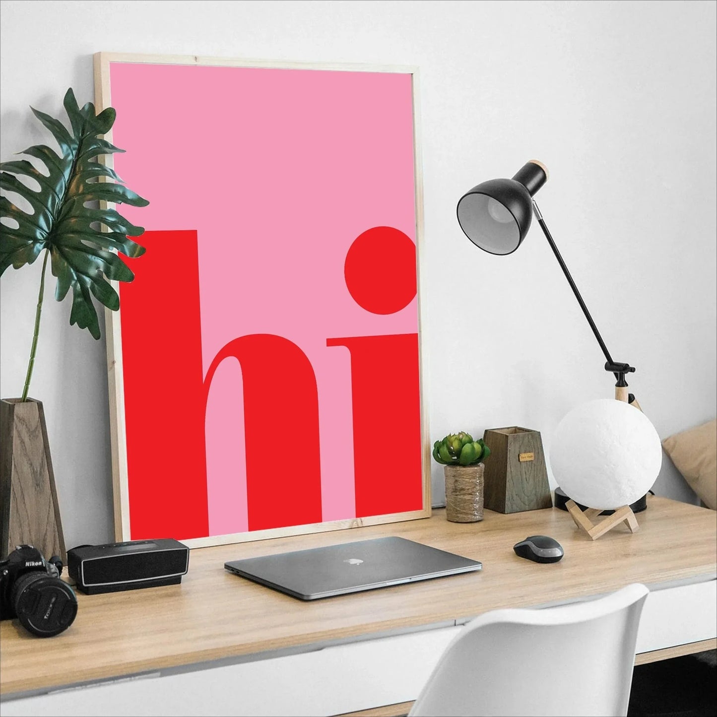 Retro Typography OH HI & CIAO Canvas Print