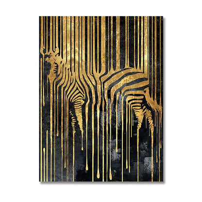 Abstract Gold Line Animals Canvas