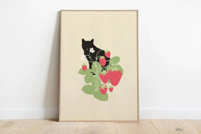 minimal abstract cartoon cat illustration canvas