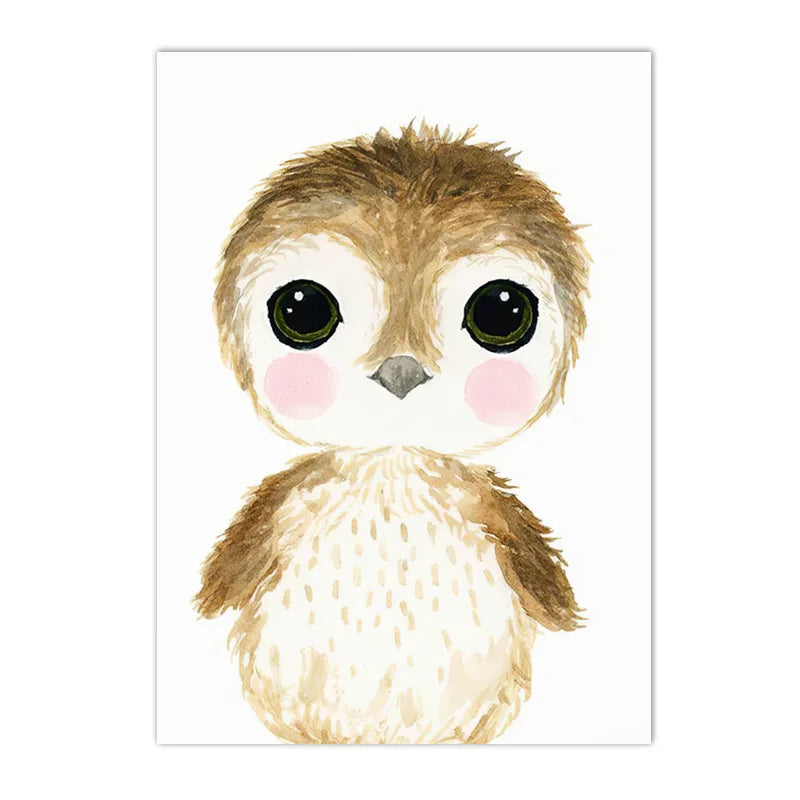 nordic baby animals lion elephant fox deer on nursery canvas