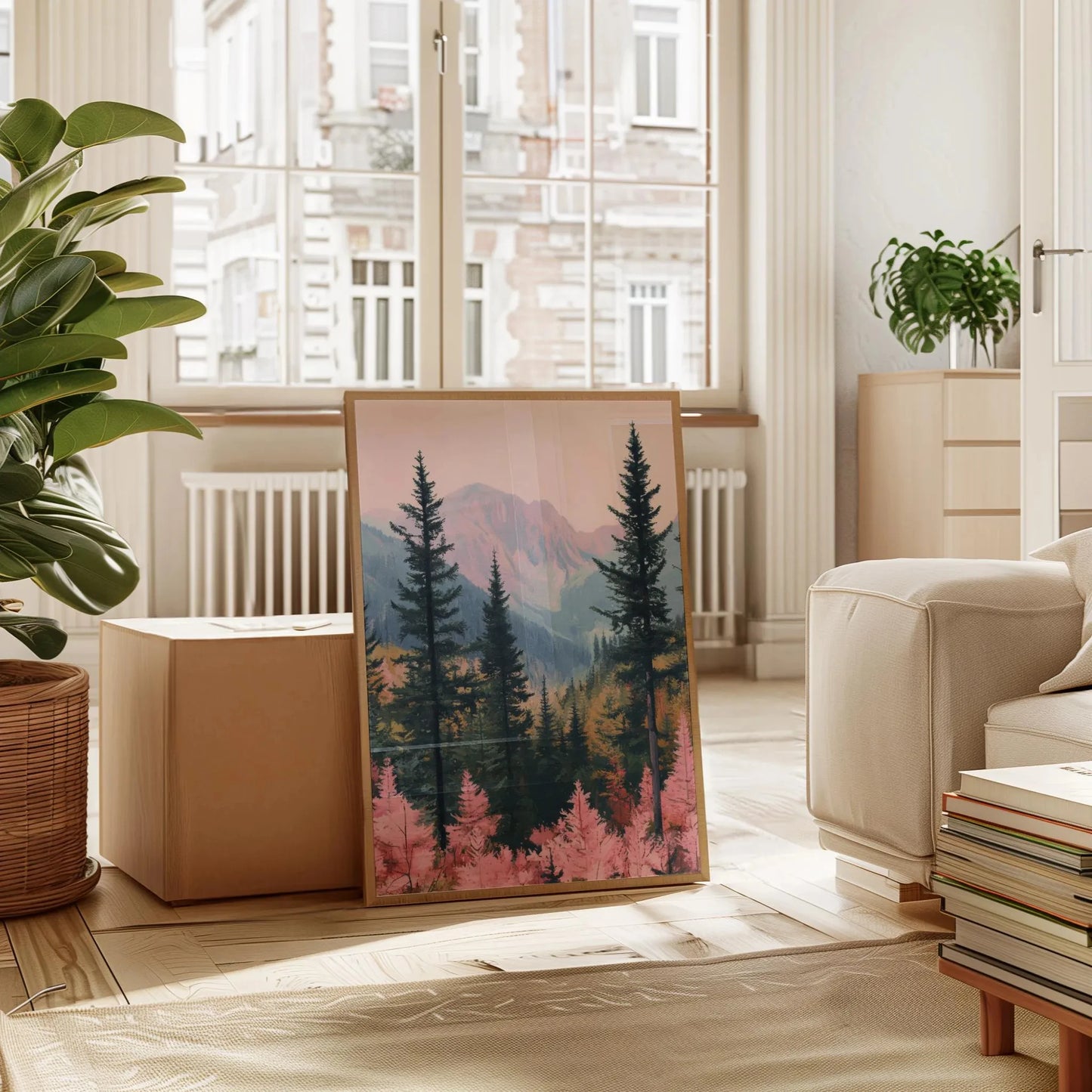 Pink Alpine Forest Mountain Canvas Print