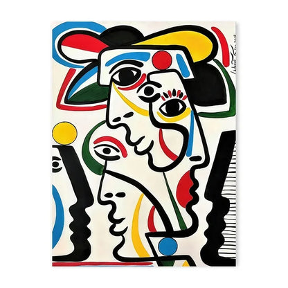 Geometric mosaic human face abstract canvas wall art