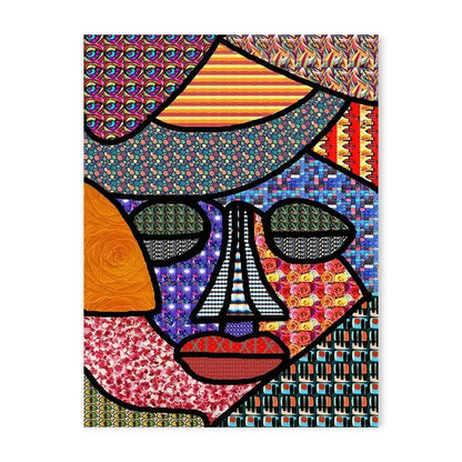 Geometric colour-block human face abstract canvas wall art