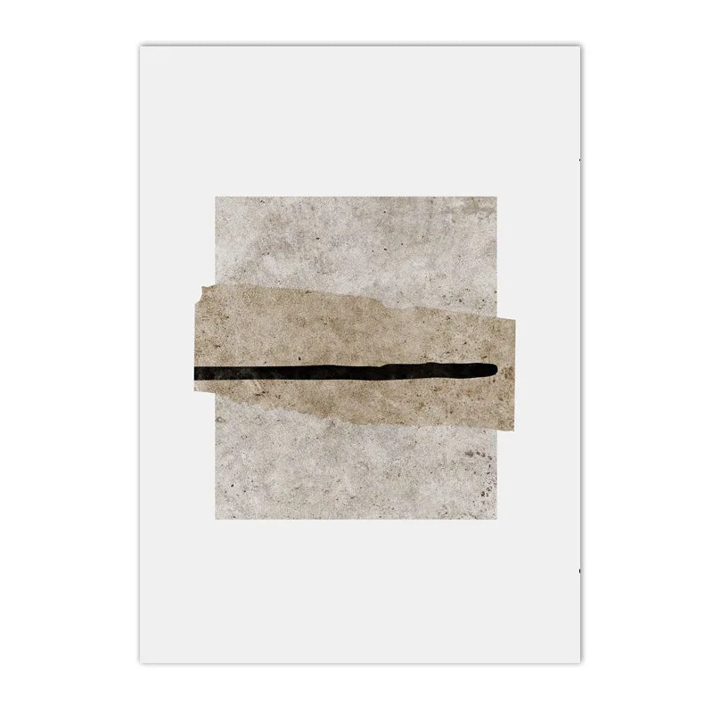 minimalist beige and black color block abstract line canvas