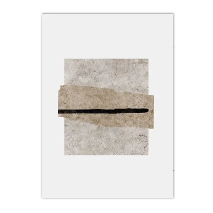 minimalist beige and black color block abstract line canvas