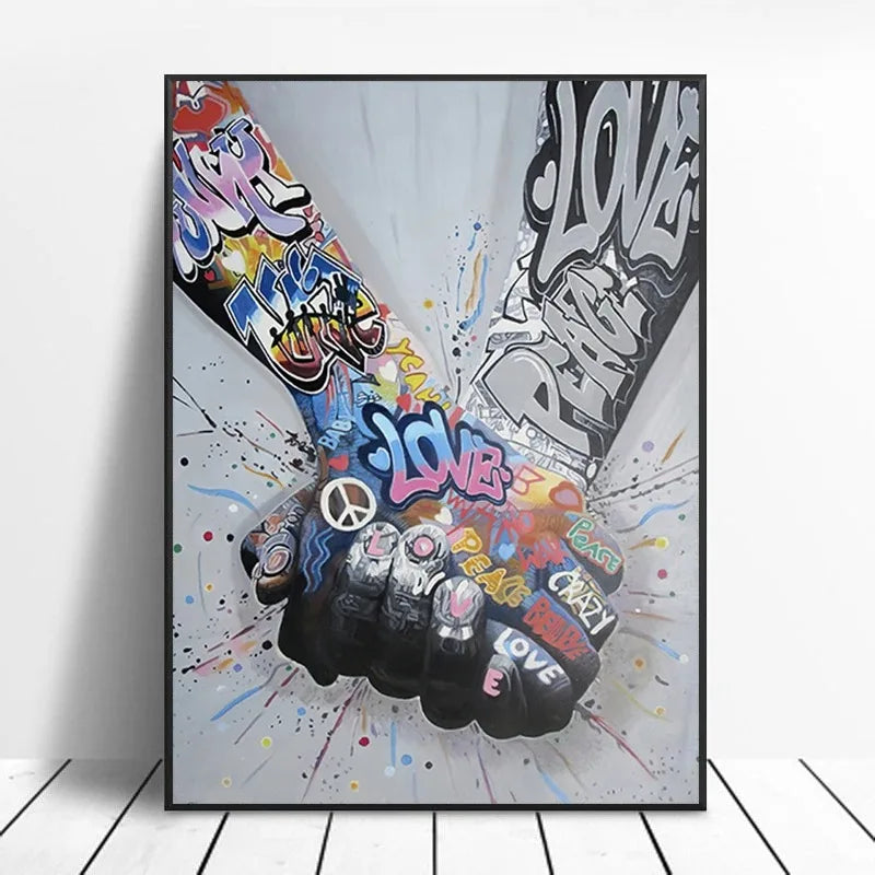 Street Graffiti Gestures Canvas Wall Art