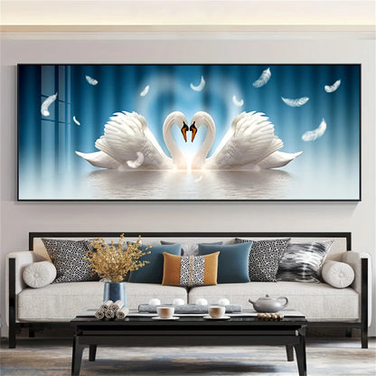 elegant swan couple love theme unframed canvas wall art