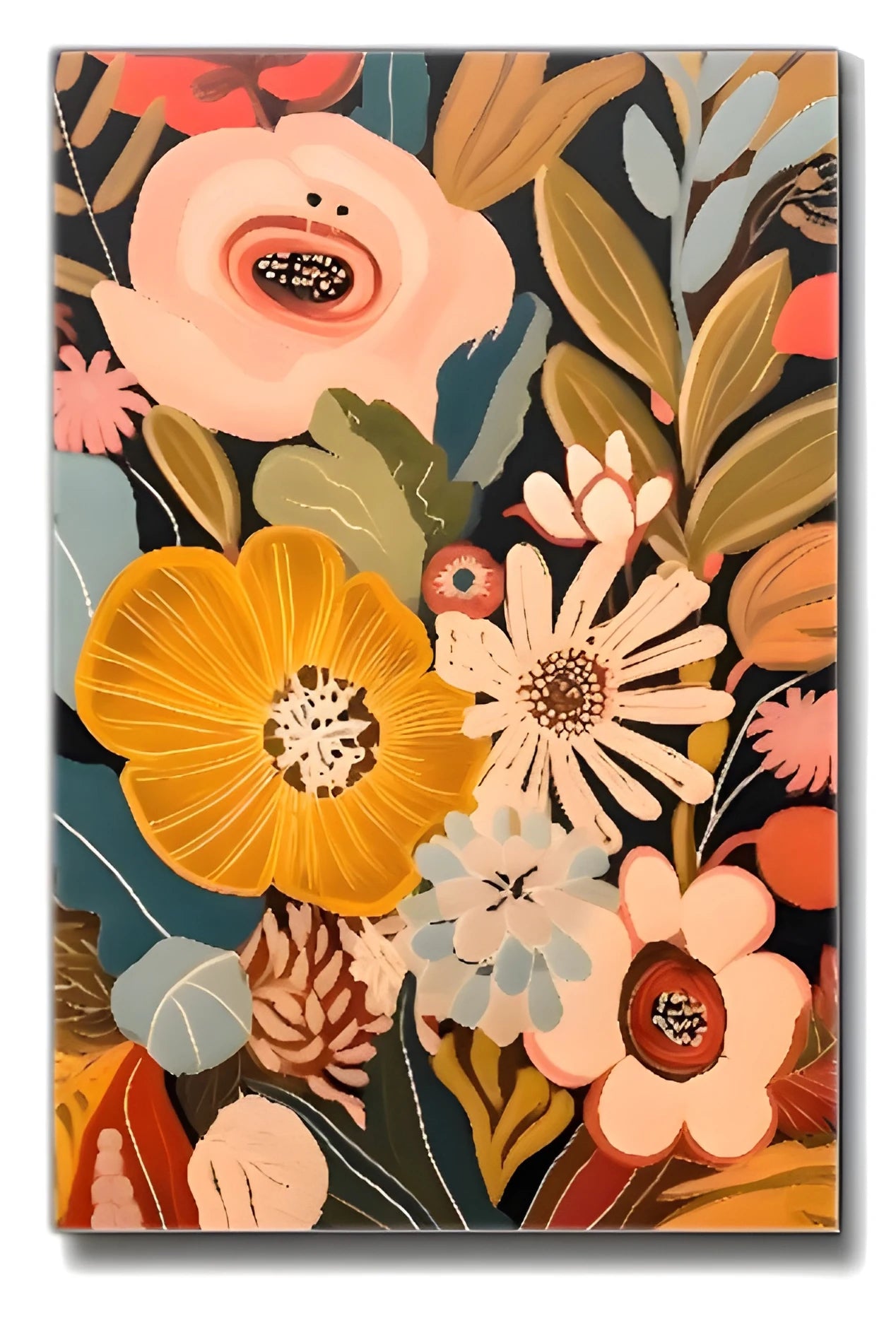 art deco floral three piece coordinated canvas set