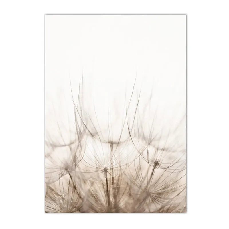 beige coastal canvas with seagull swan dandelion and reeds