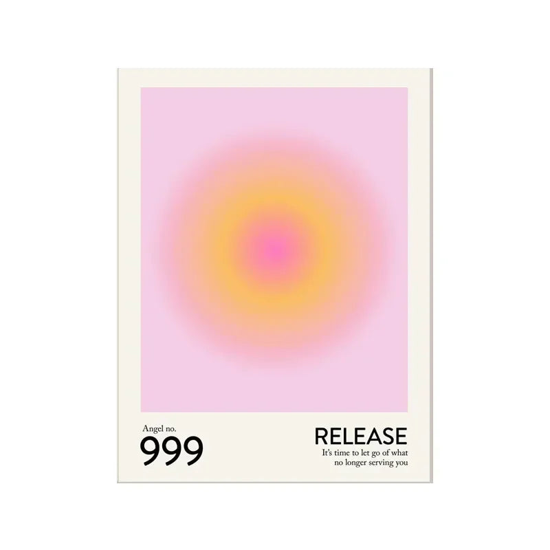 minimalist angel portrait with glowing halo gradient canvas wall art