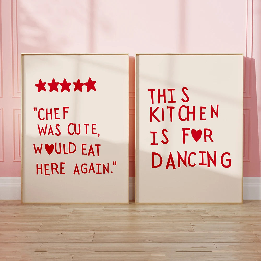 Minimalist Heart "This Kitchen Is For Dancing" Quote Print