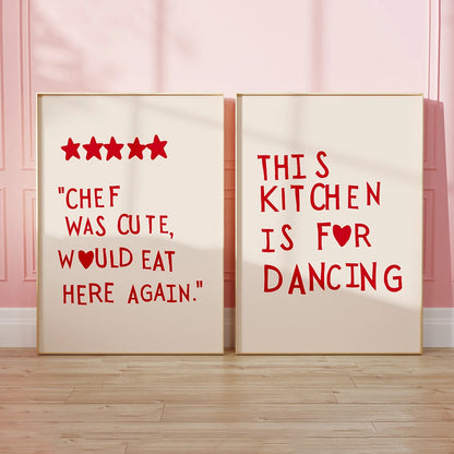 Minimalist Heart "This Kitchen Is For Dancing" Quote Print