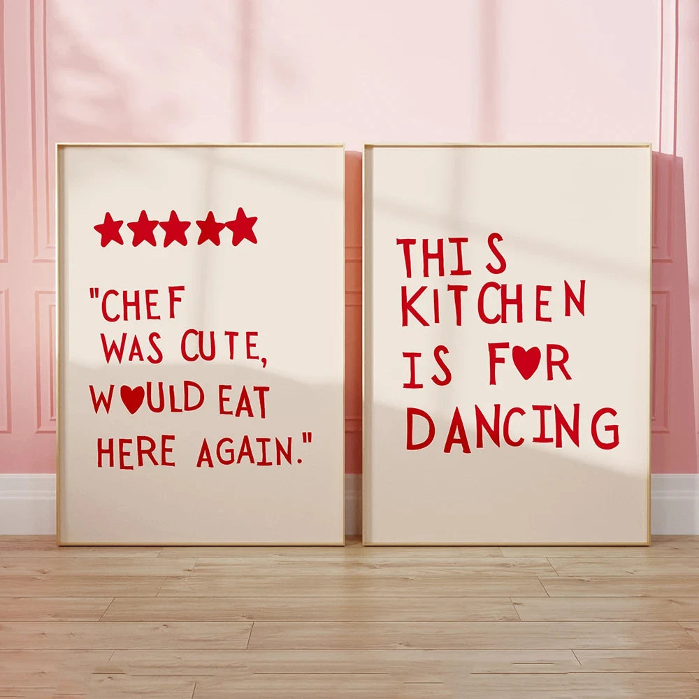Minimalist Heart "This Kitchen Is For Dancing" Quote Print