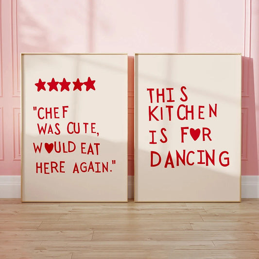 Minimalist Heart "This Kitchen Is For Dancing" Quote Print