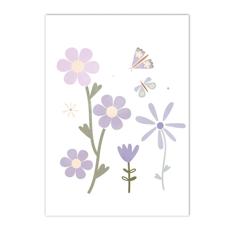 purple floral butterfly nursery canvas with custom baby name