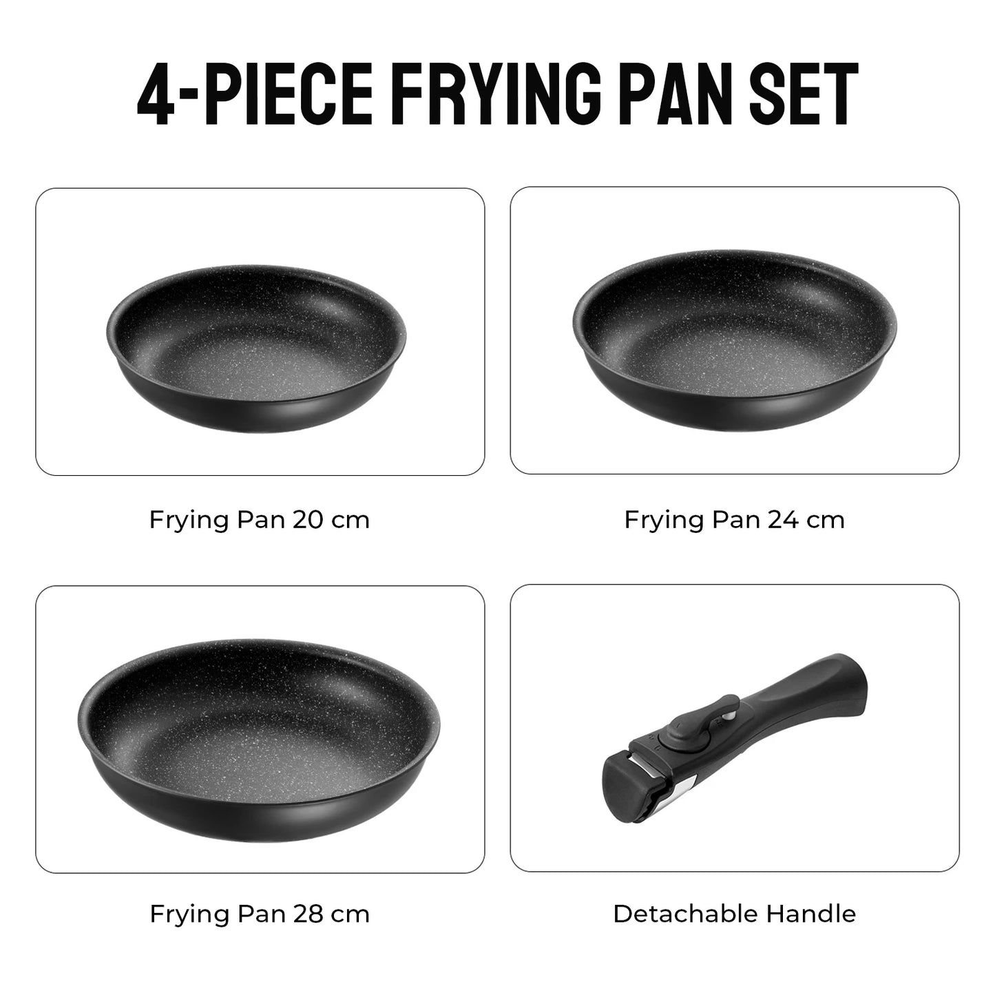 Non-Stick Frying Pan Set with Detachable Handle