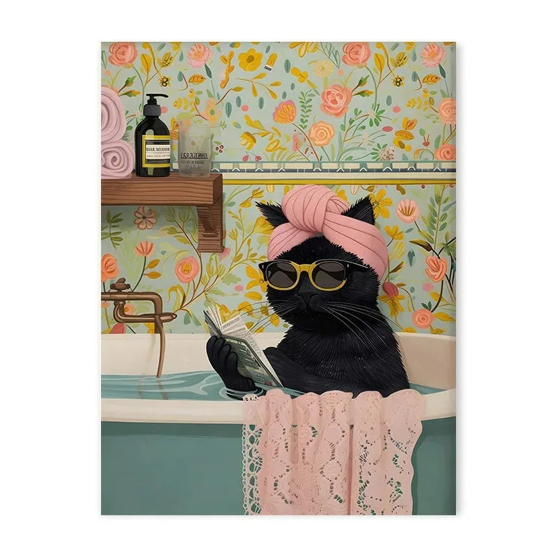 Colorful Bathtub Animals Canvas Print
