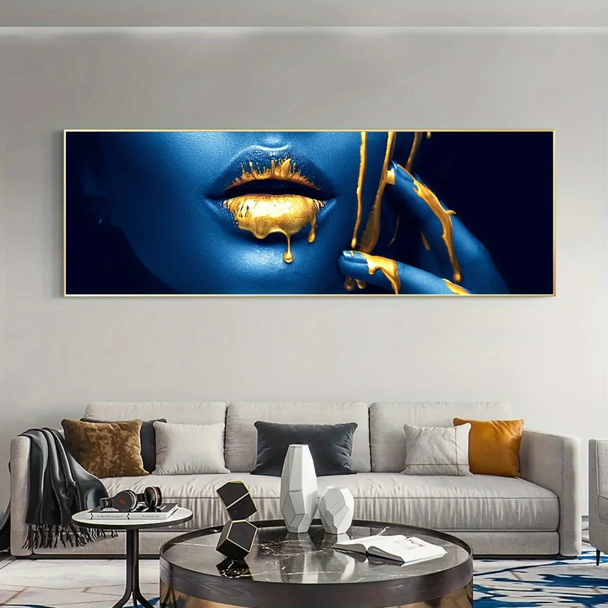 luxury pop art lips with fashion woman canvas wall art