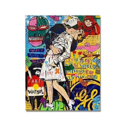 Banksy & Gustav Klimt Graffiti Canvas