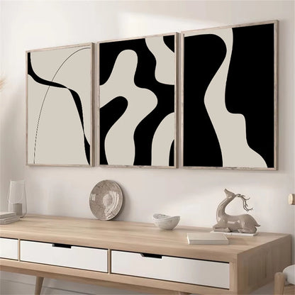 minimalist black and white abstract Nordic canvas