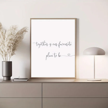 three piece beige one line couple romantic quote canvas set