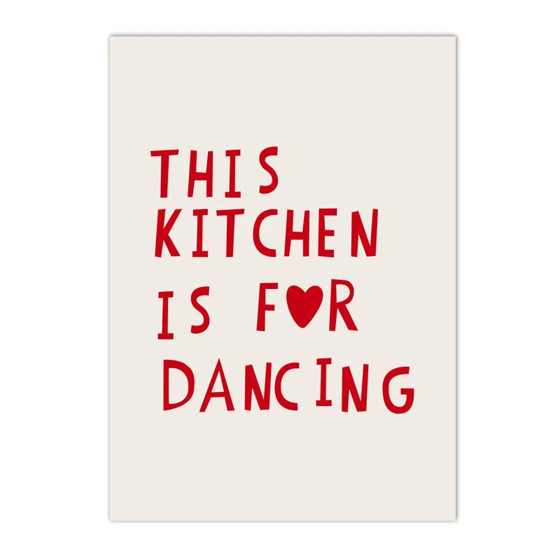 “This Kitchen Is For Dancing” modern kitchen quote canvas wall art