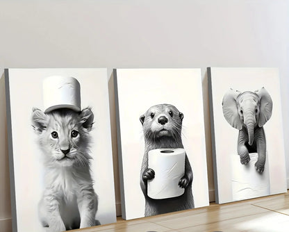Monochrome Animal Canvas - Set Of 3