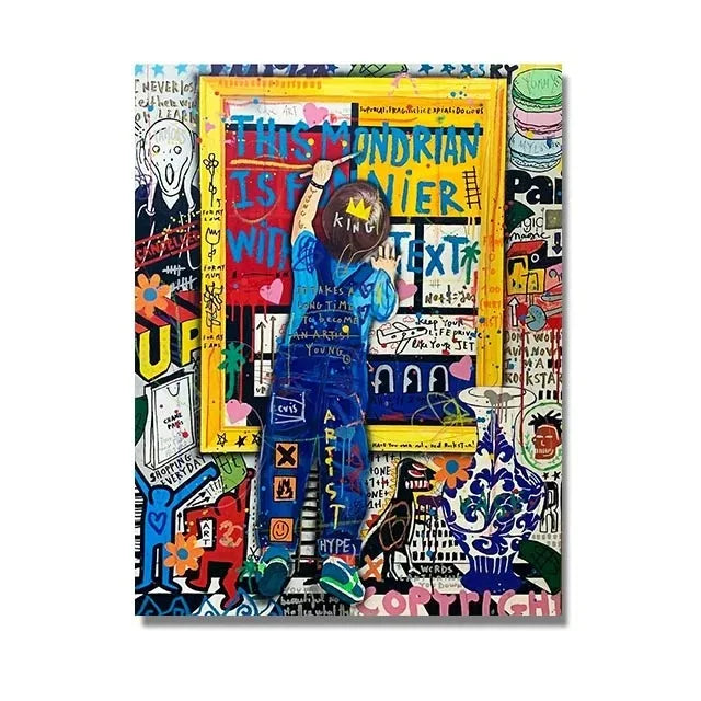 Banksy & Gustav Klimt Graffiti Canvas