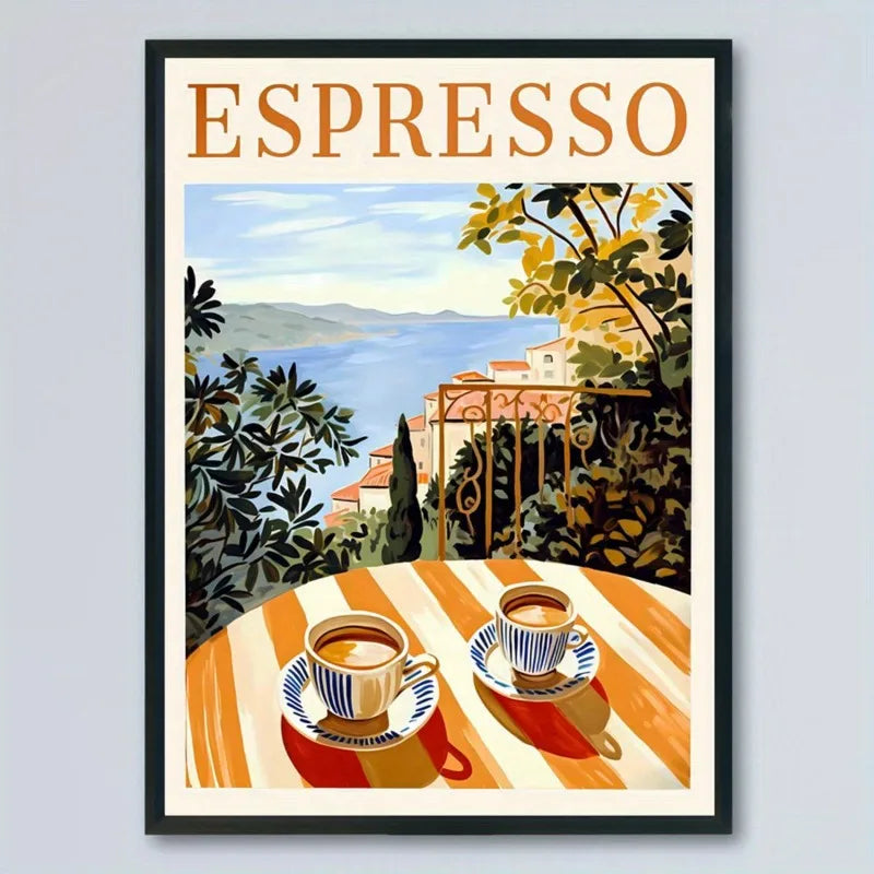 vintage mid century italian espresso coffee canvas wall art