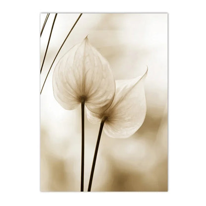 minimalist beige canvas with reed grass and flowers nordic style