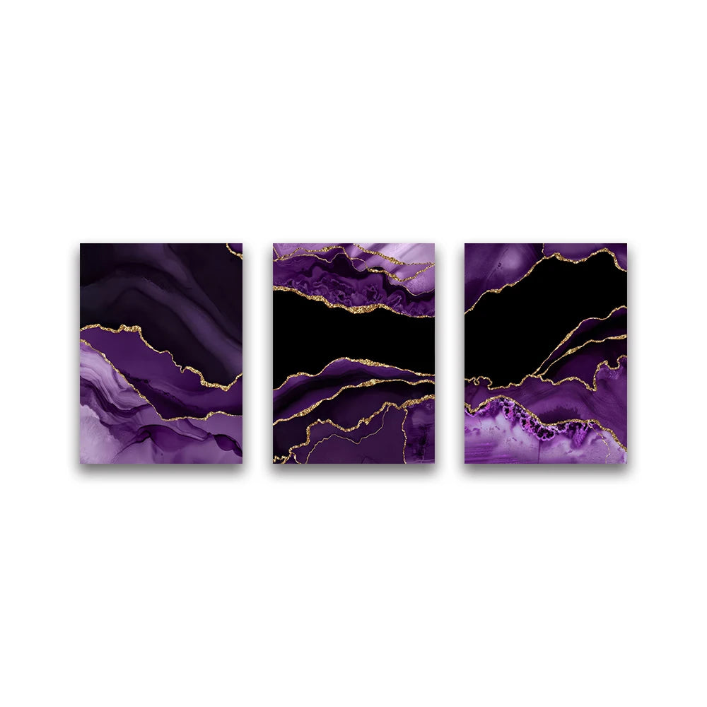 Black, Purple & Gold Abstract Canvas Print
