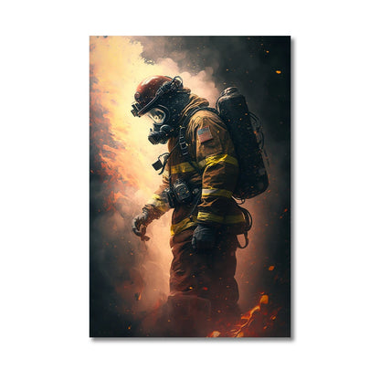 bold firefighter portrait motivational canvas wall art