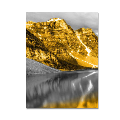 Three-piece golden snow mountain and lake landscape canvas set